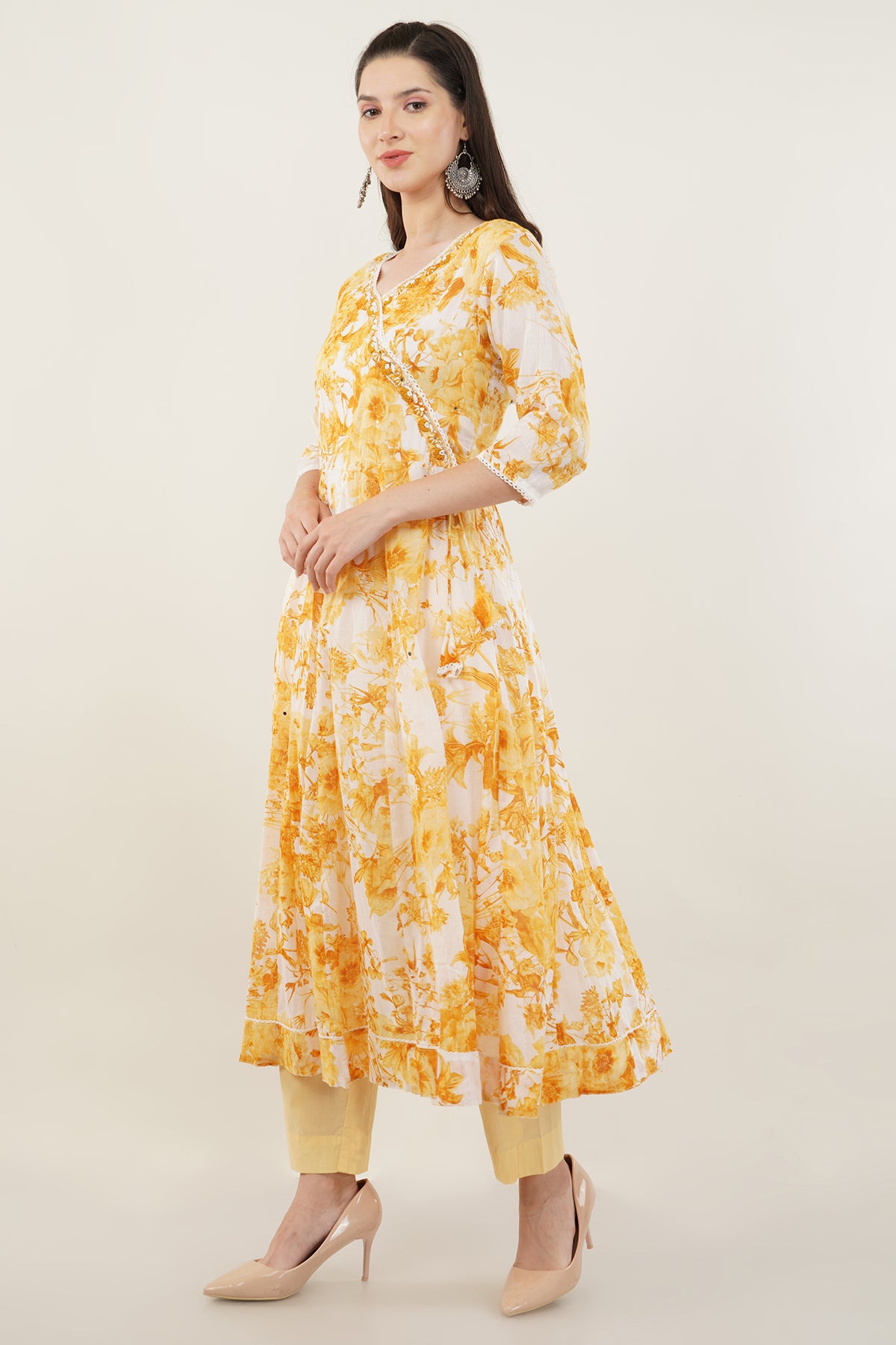 Mulmul cotton yellow Gown