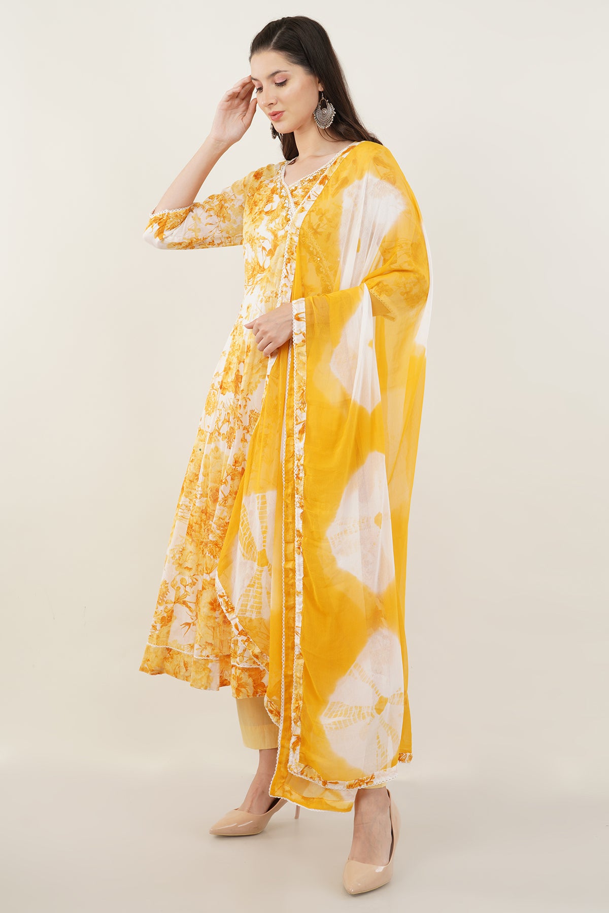 Mulmul cotton yellow Gown