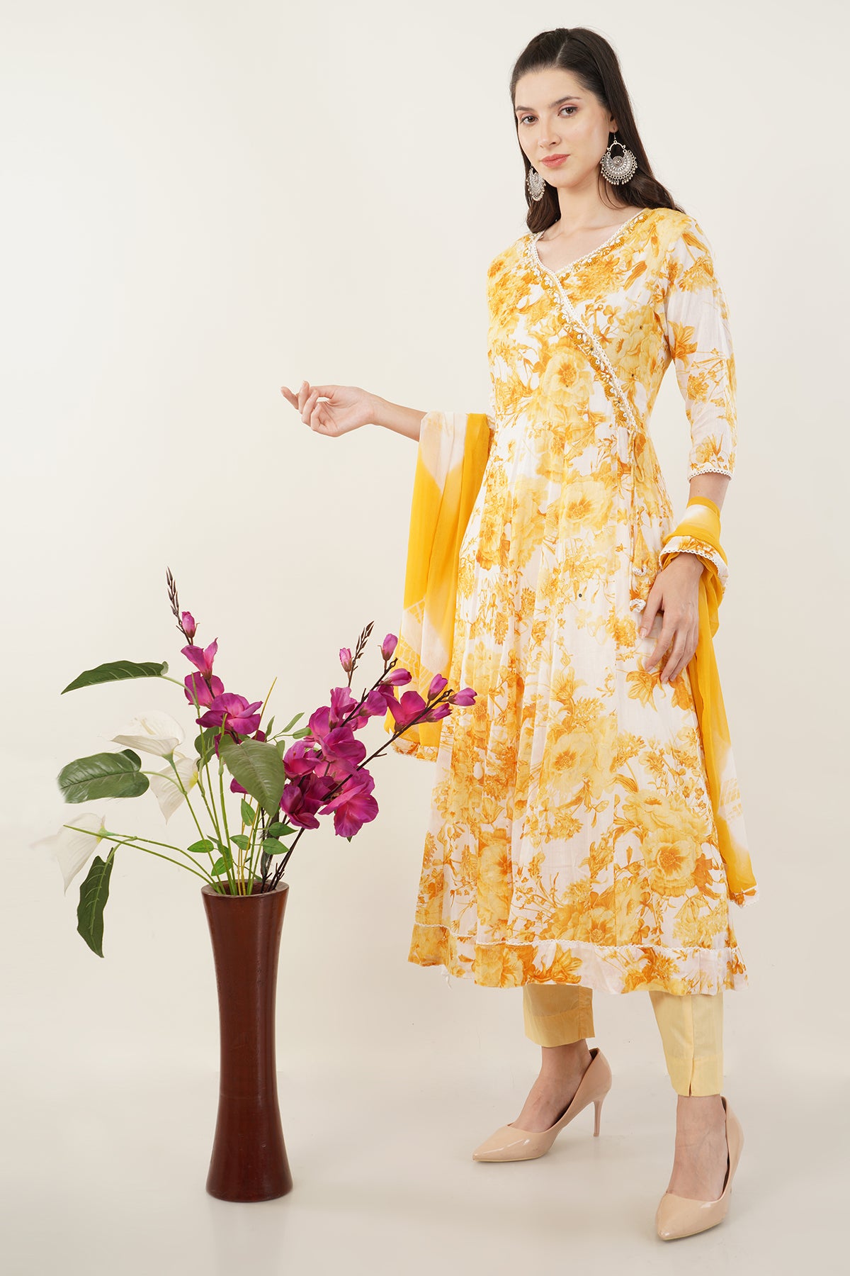 Mulmul cotton yellow Gown