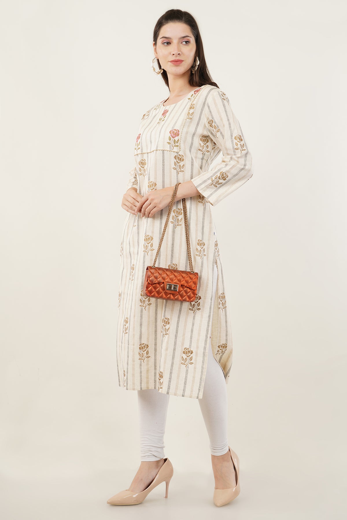 Cream Color Cotton Flex Kurti